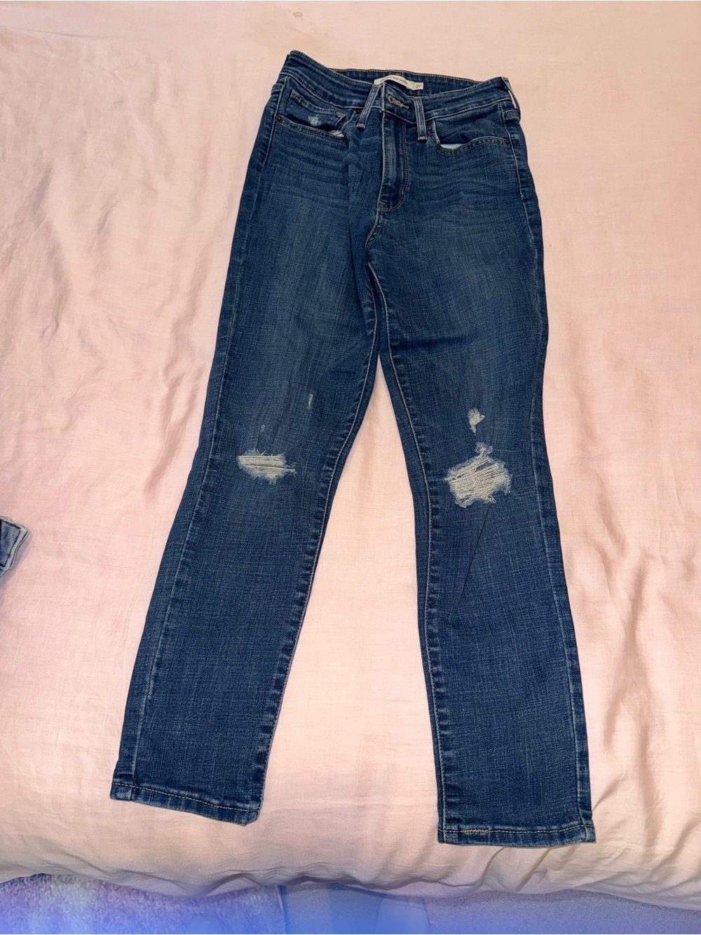 Levi's Dark Blue Distressed Skinny Jeans